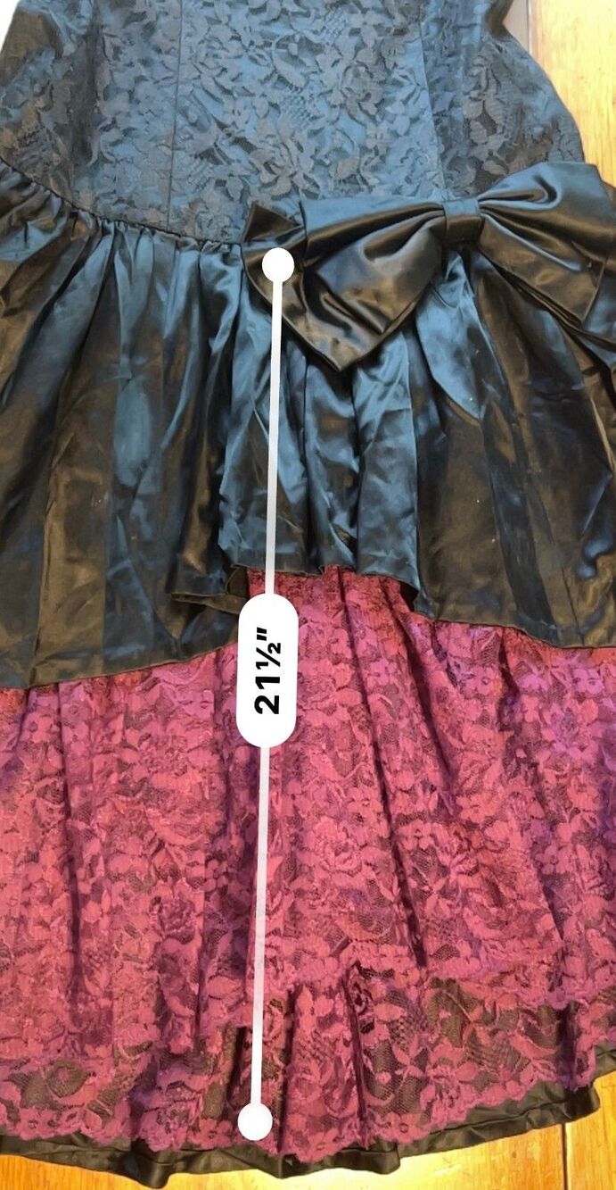Vintage 80s Custom Purple Black Drop Waisted Corset Dress Size M - Picture 9 of 13